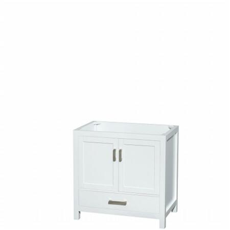 WYNDHAM COLLECTION Sheffield 36 In. Single Bathroom Vanity In White, No Countertop, No Sink, And No Mirror WCS141436SWHCXSXXMXX
